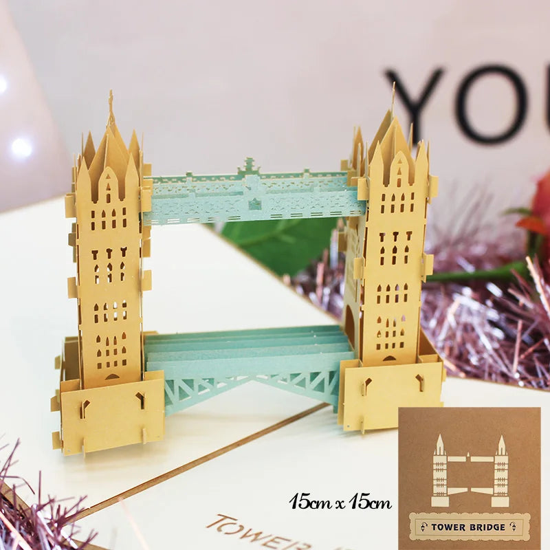 3D Pop Up Birthday Card 3D Miniatures Invitation Cards World Attractions Business Card Boy Gifts Greeting Card Tourist Postcard