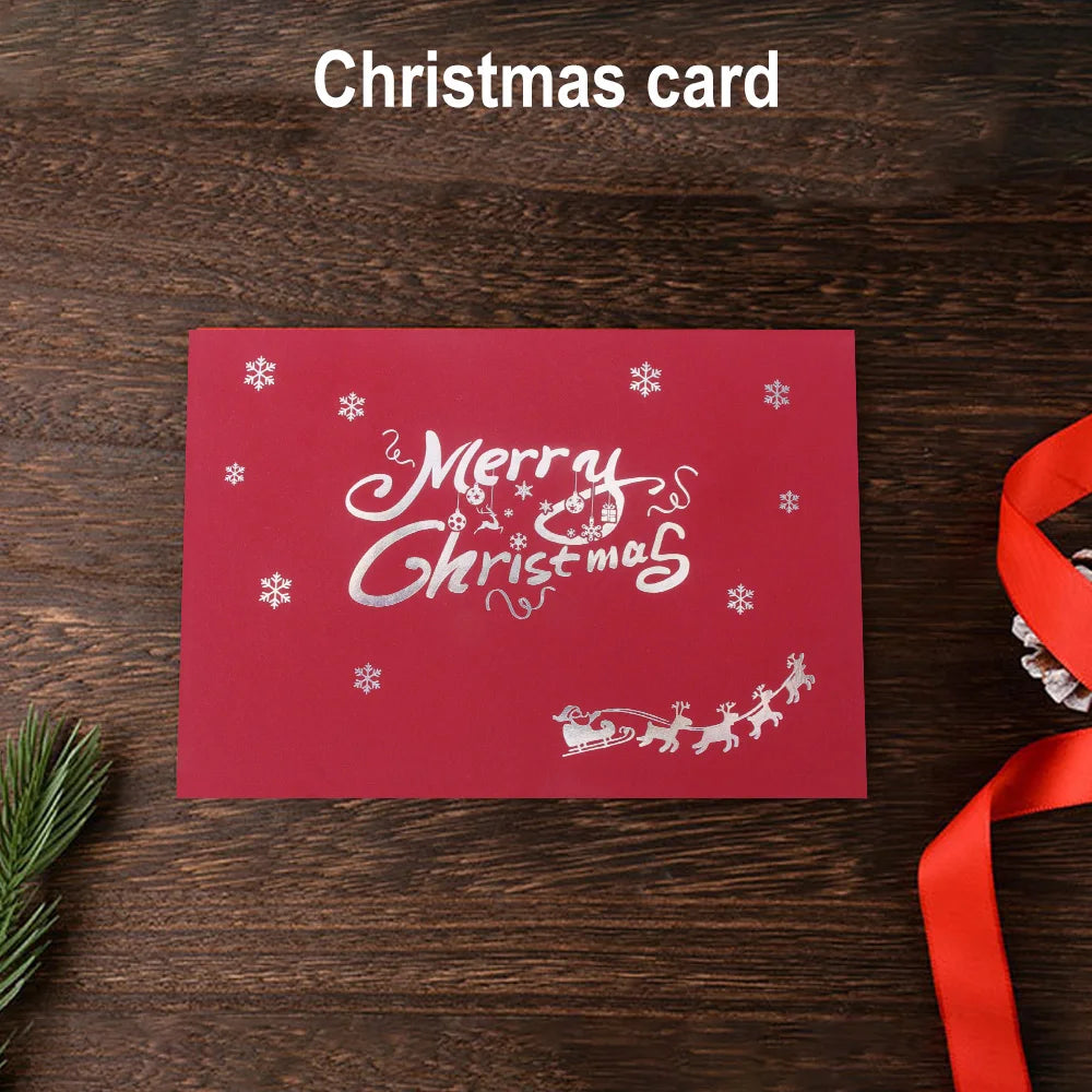 3D Santa Greeting Cards Folding Merry Christmas Best Wishes Card Xmas Gift for New Year Blessing Pop Up Christmas Gift Card
