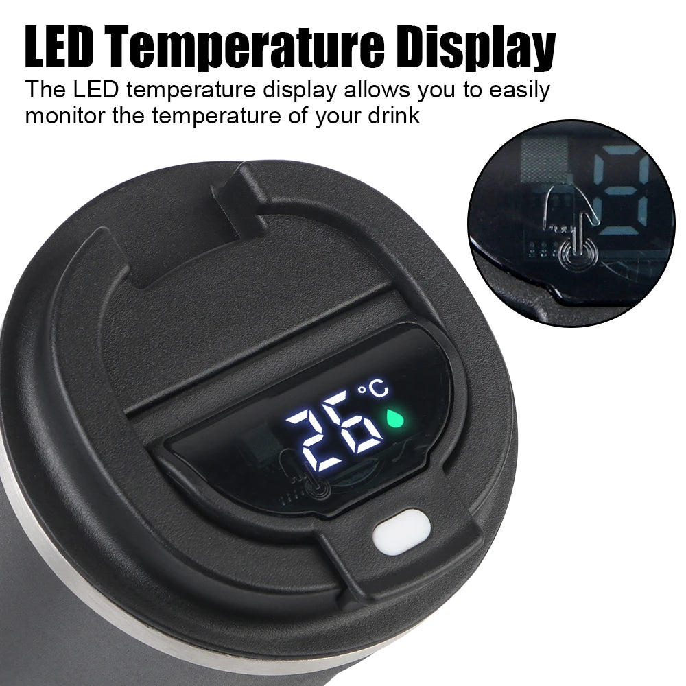 Smart Coffee Tumbler 380ml 510ml Stainless Steel Intelligent Temperature Display Travel Mug Thermos Cup with Portable Rope