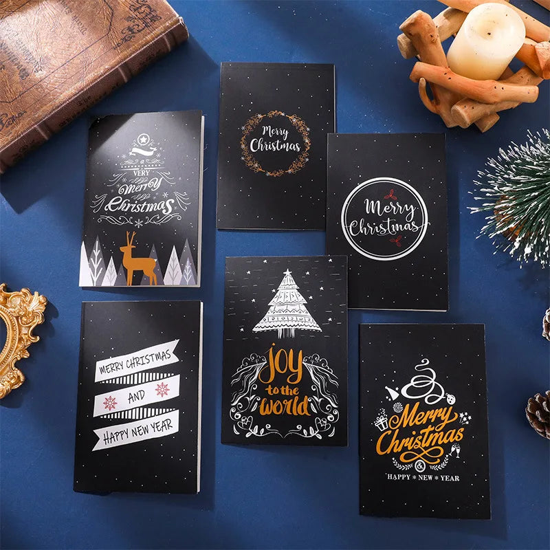 6 Pack Merry Christmas Cards with Envelopes 10x15cm Minimalistic Cards Set with Assorted Designs Featuring Traditional Images
