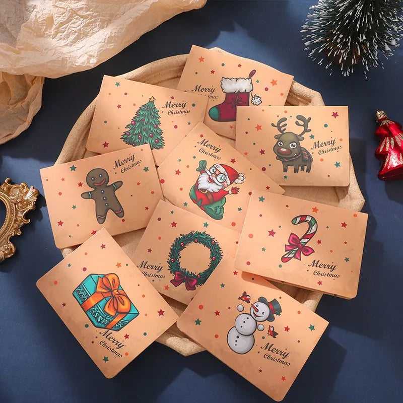 1/9/12/16/24pcs of small pop-up Christmas gift cards with envelopes and stickers, adorable holiday pop-up card kit for Christmas