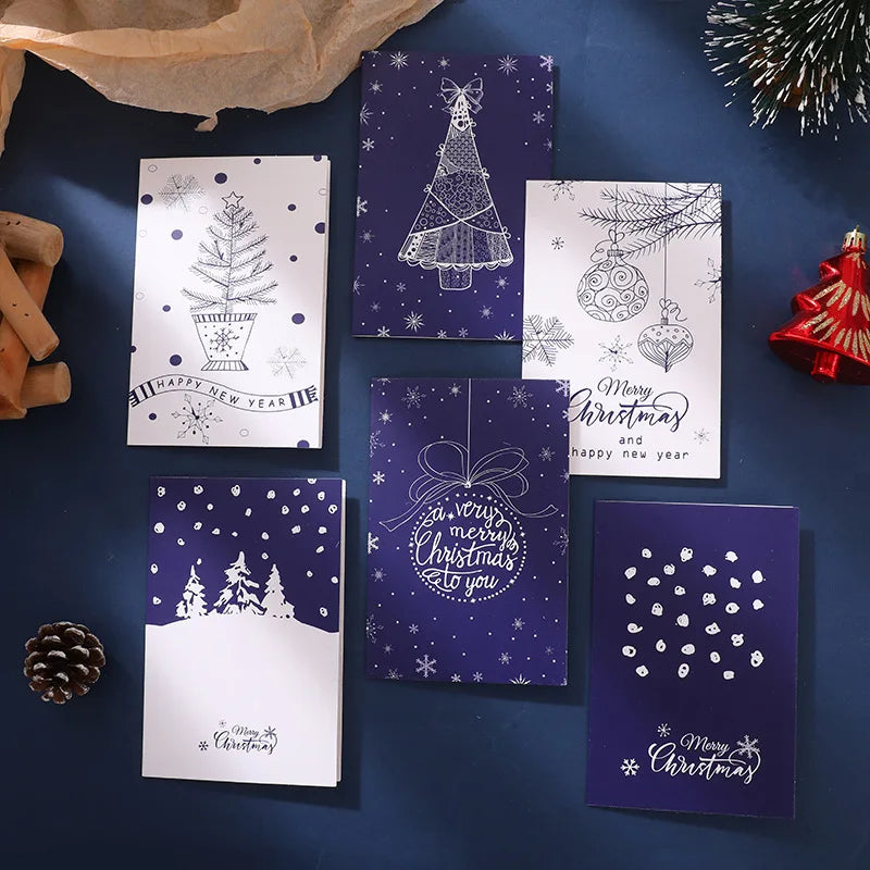 6 Pack Merry Christmas Cards with Envelopes 10x15cm Minimalistic Cards Set with Assorted Designs Featuring Traditional Images