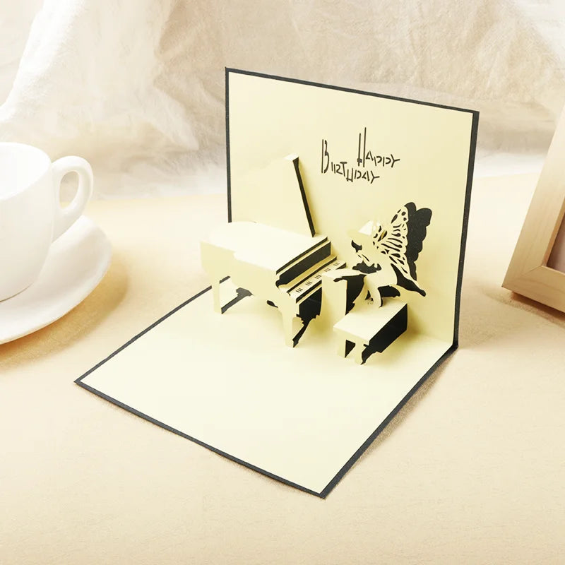 3D Pop Up Card Grand Piano Guitar Greeting Cards