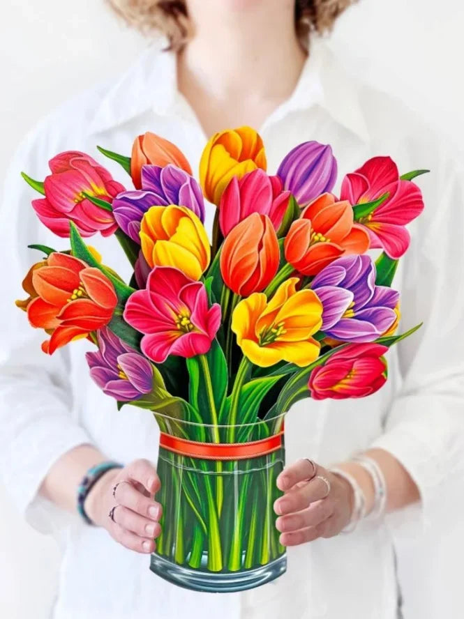 3D Pop Up Flower Greeting Card Paper Up Flower Bouque Postcard Gifts for Birthday Valentine's Mothers Day