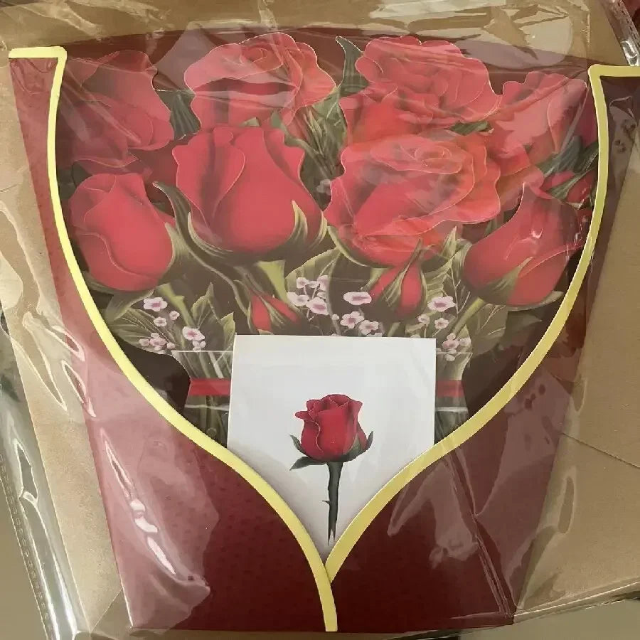 1/3/5/10PCS Paper Flower Bouquet Card 3D Pops-up Bouquet Forever Paper Hand Bouquet Valentine's Day Gift Mother's Day Cards