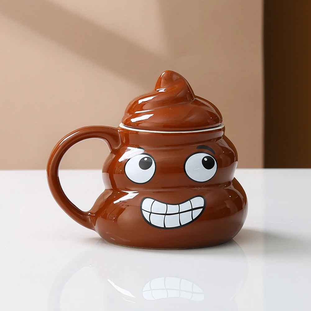 Poop Ceramic Cup,480ml Creative Coffee Cups with Spoon for Home Offices,Naughty Prank Drinkware Mug for Birthday Christmas Gift