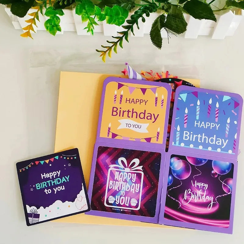 Special Gift Birthday Wishes 3D Pop Up Card With Music Lights Happy Birthday Creative Stereoscopic Box Gift For Kid Family Decor