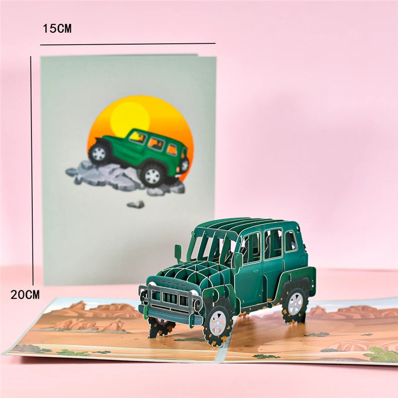 3D Pop Up Card for Kids Dad Husband Fathers Day Greeting Cards Sport Theme Car Bike Travel All Occasions