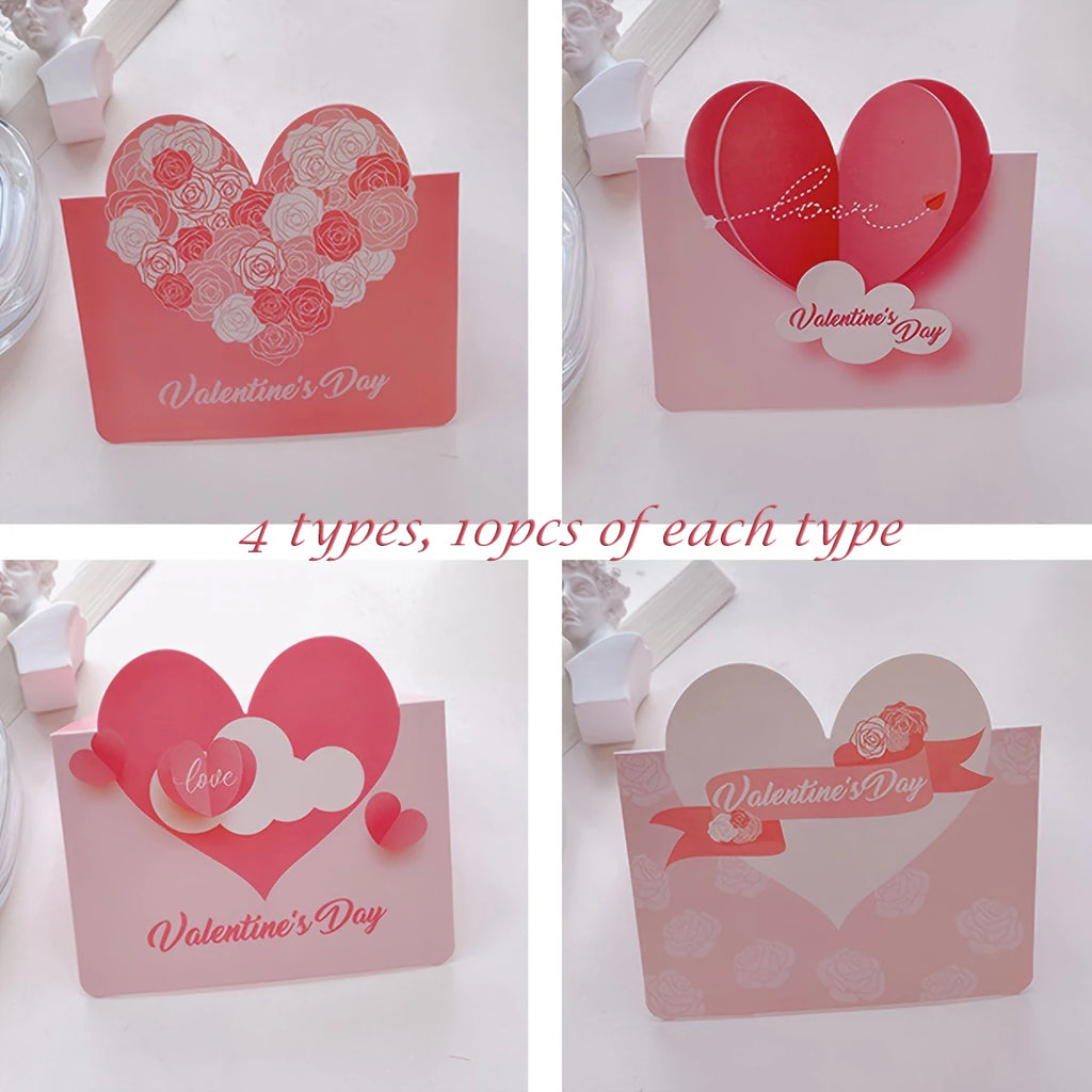 20/40pcs 3D Cards,Valentines Day Greeting Cards,Handwritten Greeting Cards Birthday Thanksgiving Wedding Couples Gift Card