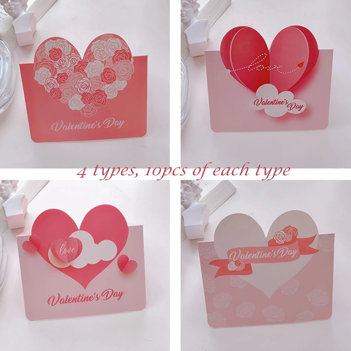 20/40pcs 3D Cards,Valentines Day Greeting Cards,Handwritten Greeting Cards Birthday Thanksgiving Wedding Couples Gift Card