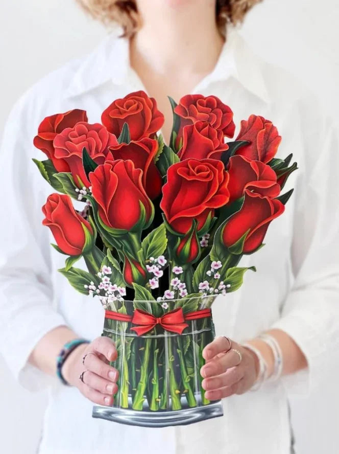 3D Pop Up Flower Greeting Card Paper Up Flower Bouque Postcard Gifts for Birthday Valentine's Mothers Day